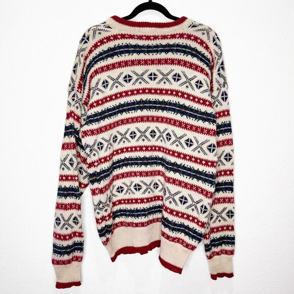 Vintage Cambridge Classics Slouchy 100% Wool Fairisle Grandpa Heavy Knit Sweater - Picture 4 of 7